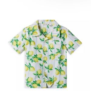 Janie and Jack Lemon Print Camp Shirt 6-12 Months